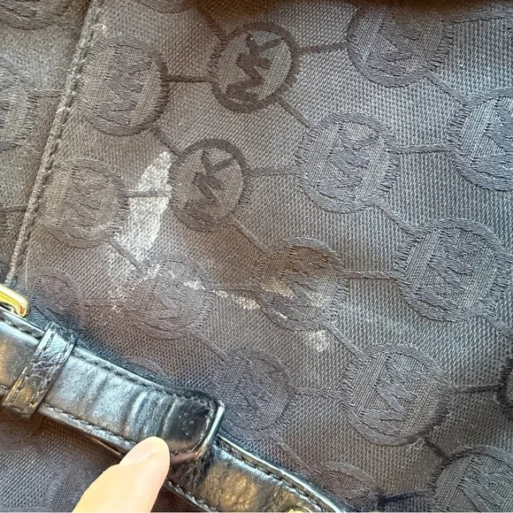 Michael Kors BEDFORD Small Satchel MK Monogram Jacquard Black Y2k Tote Logo - Picture 10 of 16